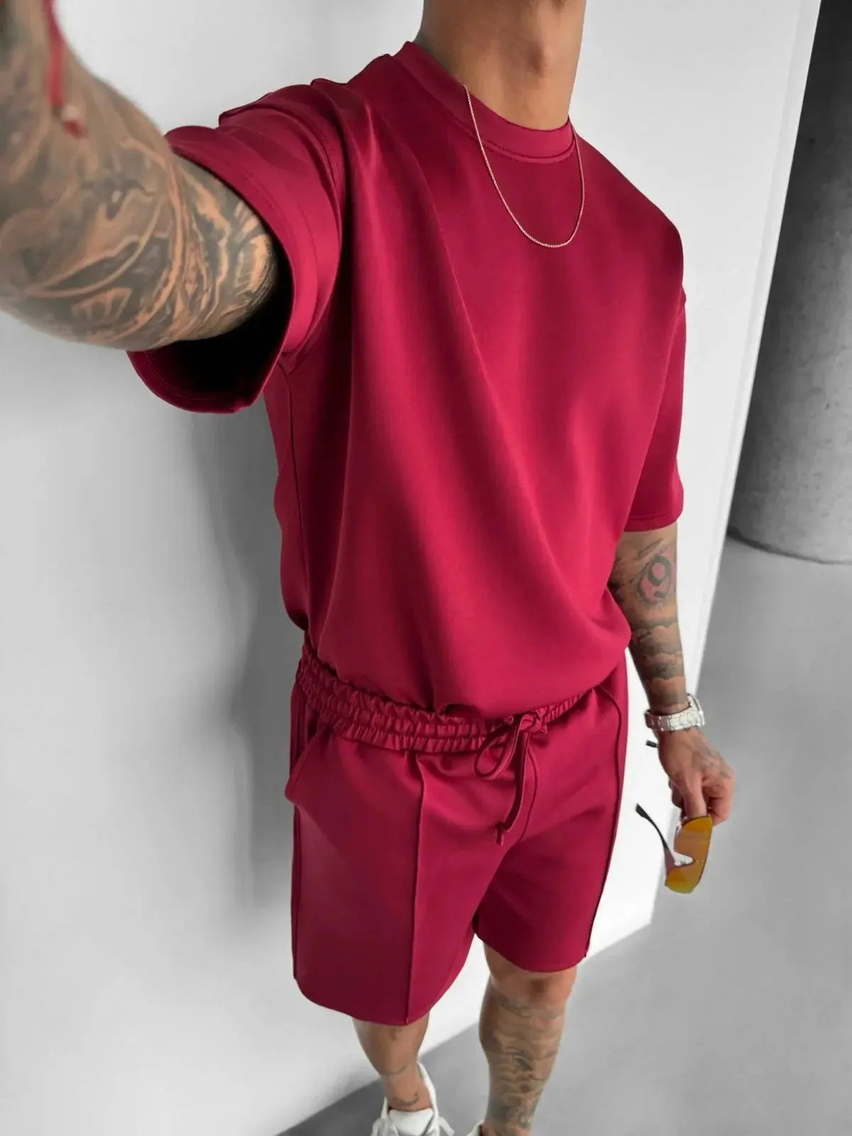 Men 2025 summer fashion sports design sense simple casual solid color quick drying short-sleeved T-shirt trend clothes - Suncollections