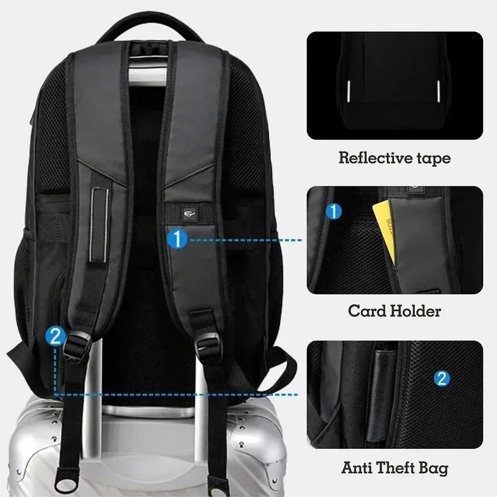 SWISS Men Laptop Backpack Waterproof Anti Theft USB Bag Large Capacity Fashion School Backpack Travel Backpack Back Pack Mochila - Suncollections