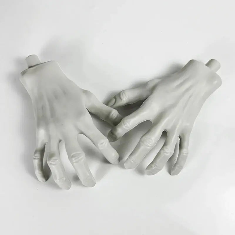 2Pcs Halloween Fake Skeleton Hands Plastic Human Hand Halloween Party Home Indoor Outdoor Decoration Haunted House Horror Props Suncollections