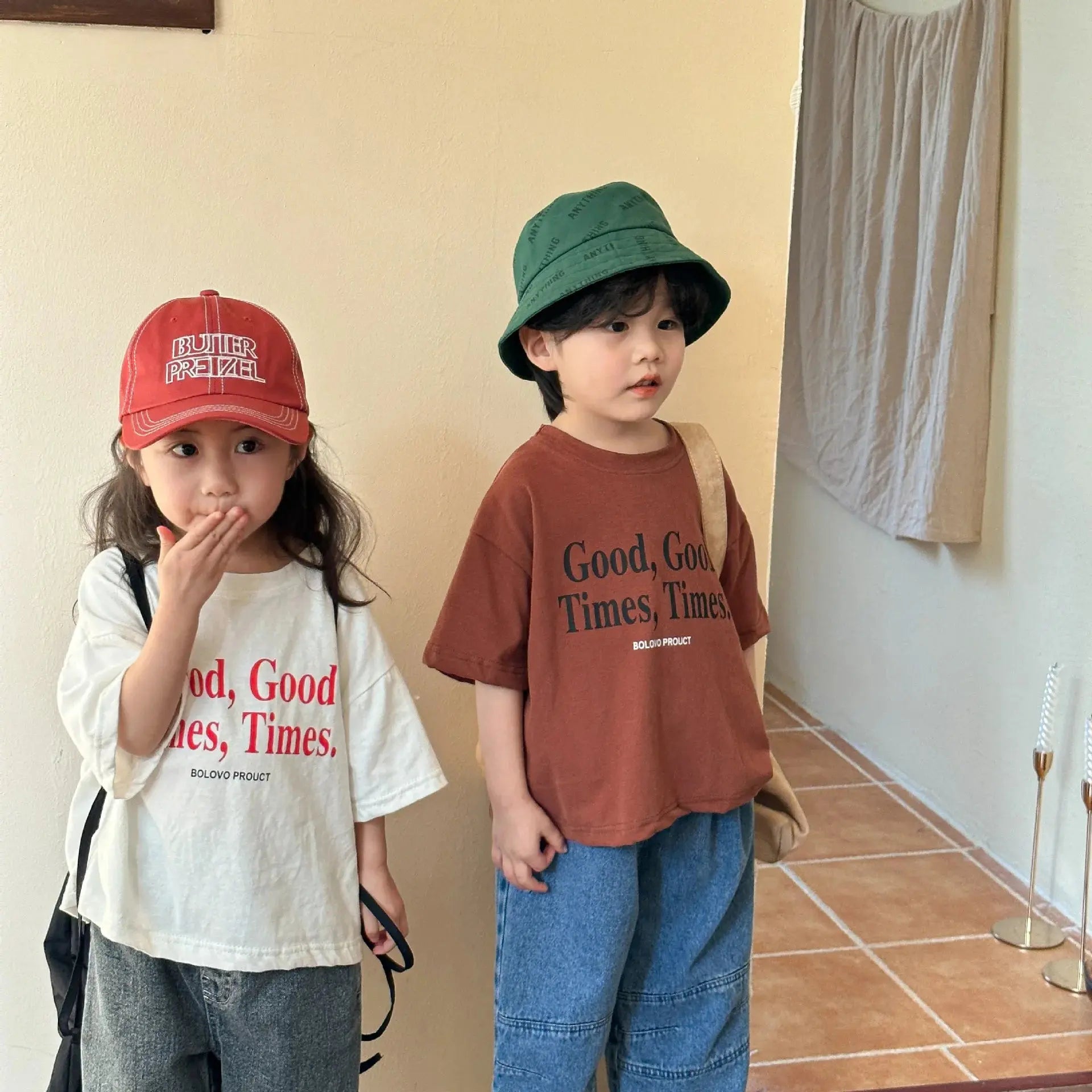 2024 Summer Fashion Loose Girl Children Letter Print T-shirt Boy Baby Cotton Short Sleeve Tees Kid Casual Tops Toddler Clothes - Suncollections