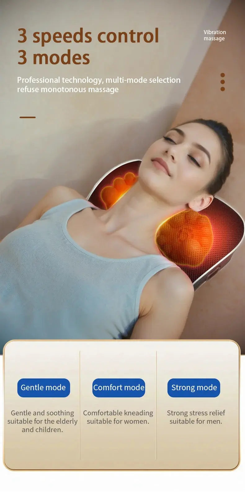 Electric Massage Neck Pillow Shiatsu Head Cervical Airbag Traction Body Back Waist Massager Car with Heating Vibrating Massage - Suncollections