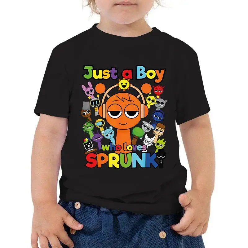 Anime Sprunki Incredibox Game Kids T-shirts Just A Boy Who Loves Sprunki Tops Cartoon Short Sleeve Funny Sprunki Boys Tshirts - Suncollections