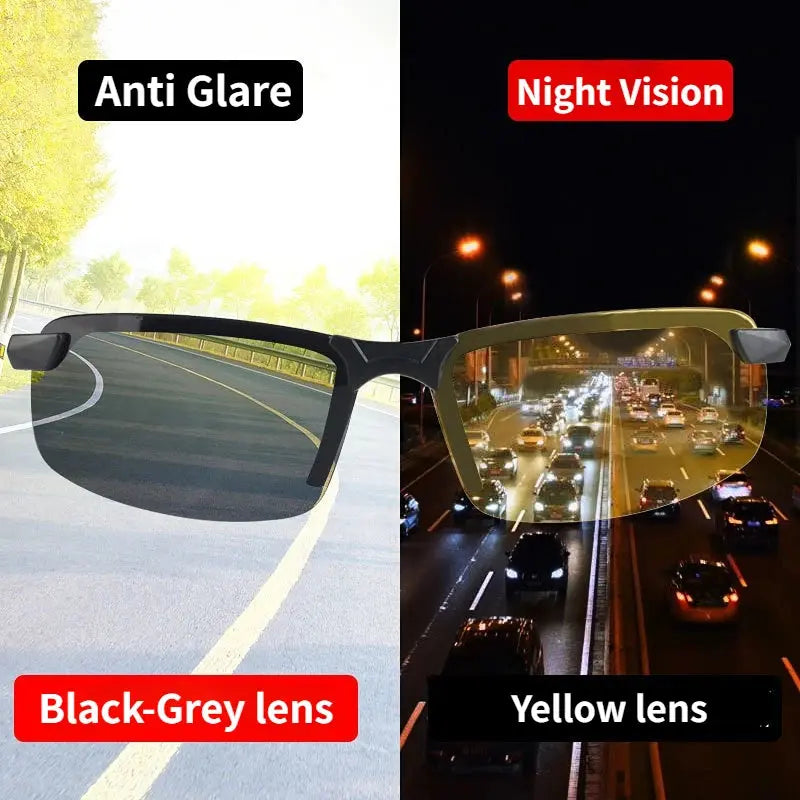 Night Vision Glasses Men Anti-Glare Driving Half Frame Sunglasses for Driver Outdoor Sport Goggles Women Day and Night Eyewear - Suncollections