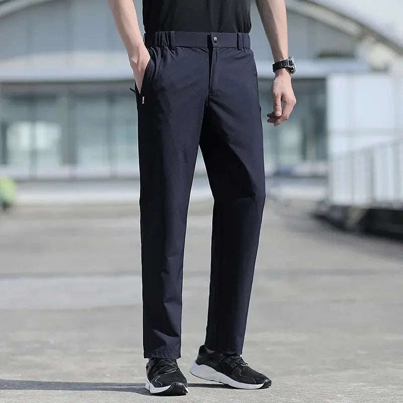 Ice Silk Men's Summer Pants Elastic Waist Straight Leg Trouser Male Quick Dry Big Size Large Plus Stretch 6XL 7XL Work Outdoor Suncollections