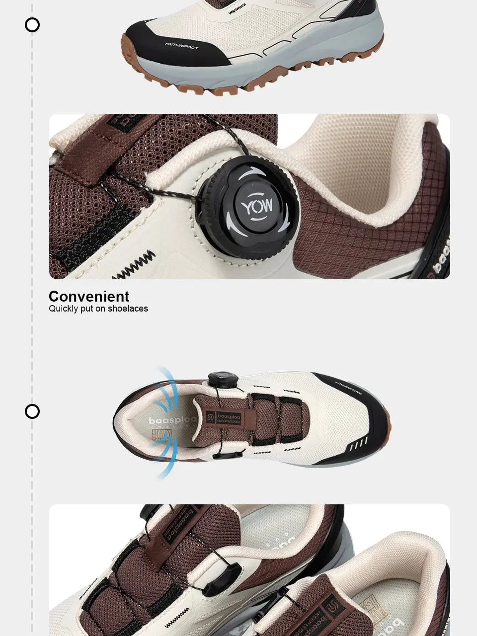 Baasploa New Men Outdoor Sneakers Mesh Breathable Rotating Button Hiking Shoes Male Comfort Rubber Sole Non-Slip Walking Shoes Suncollections