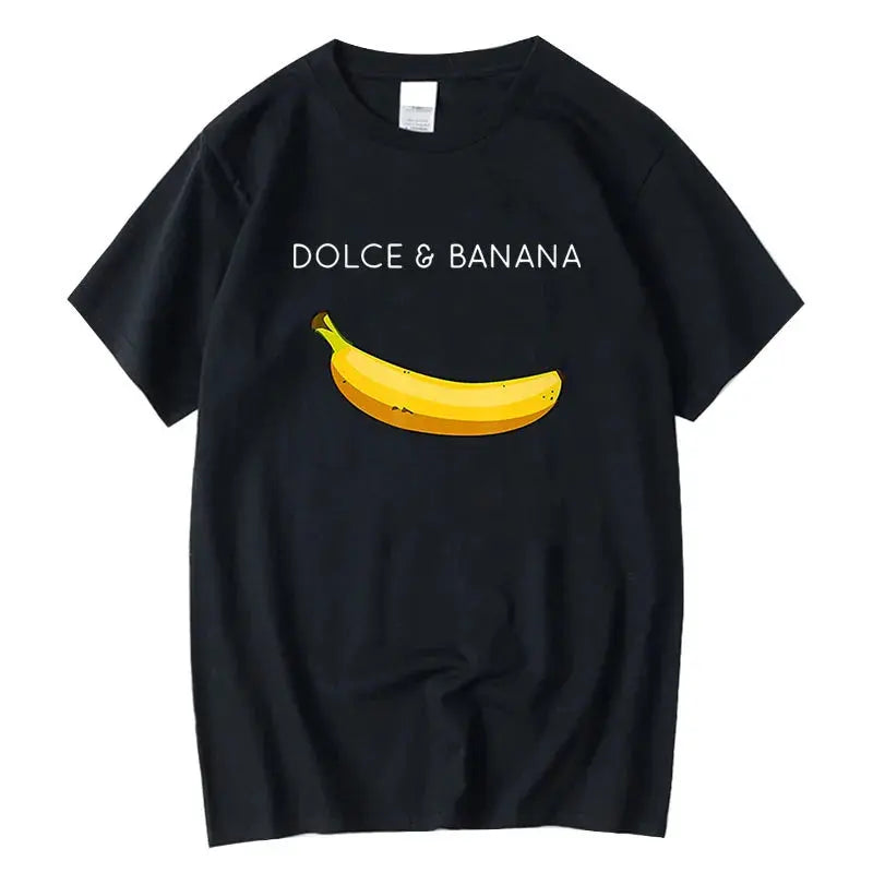 Men's T-shirt High Quality 100% Cotton Funny Banana Printing Summer Cool Casual Loose O-neck Men Short Sleeve T-shirt Male Tops - Suncollections