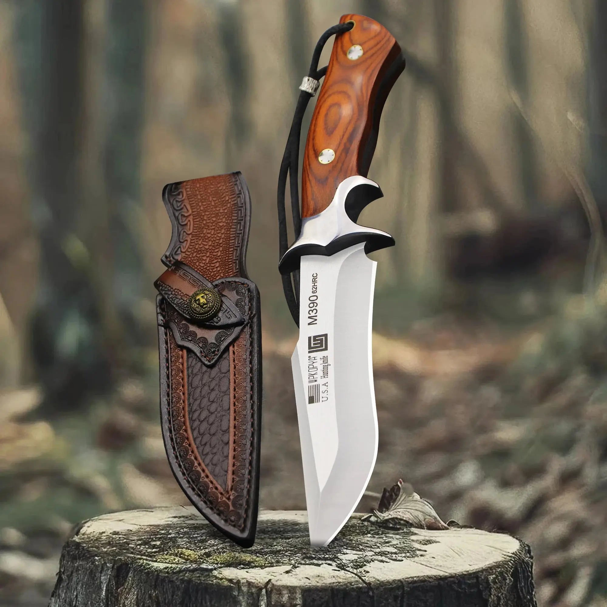 Fixed Blade Hunting Knife + Sheath, Jungle camping straight knifes, Outdoor survival to, camping EDC knife - Suncollections