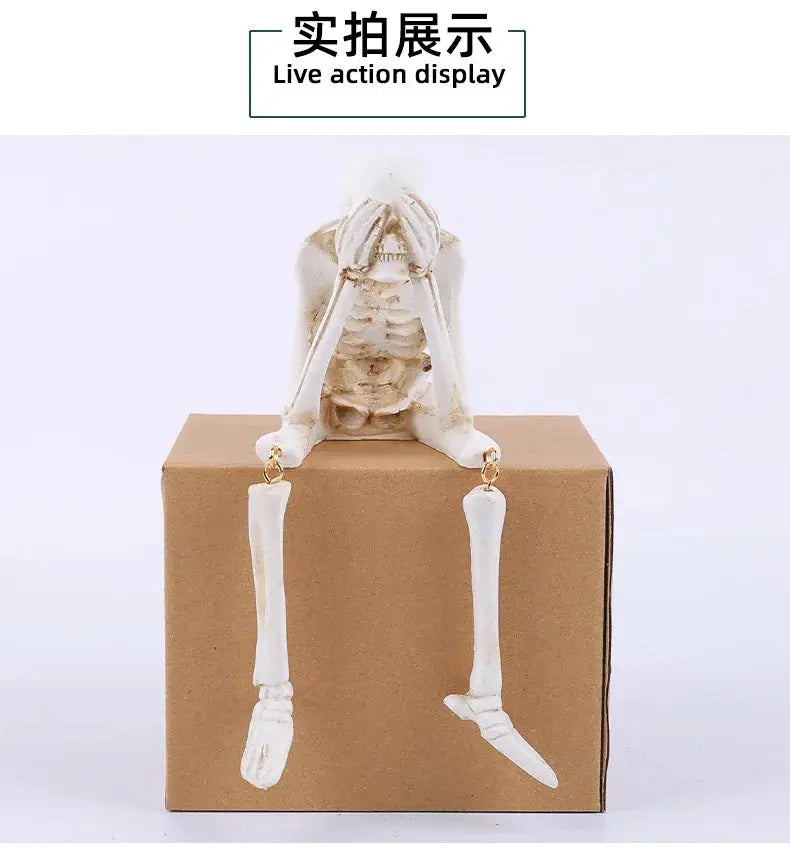 Halloween Statues Resin See Speak Hear No Evil Skeleton Figurines Resin Realistic Skull Decor for Bookshelf Table Edge Ornament Suncollections
