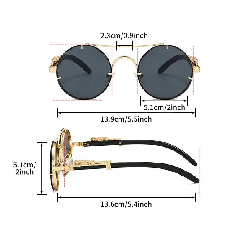 KAMMPT Vintage Round Sunglasses Men Fashion Double Bridge Multicolor Shades Women Retro Trendy Brand Luxury Design Sun Glasses - Suncollections