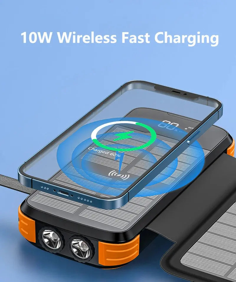 43800mAh Solar Power Bank with 4 Solar Panel Wireless Charger Powerbank for iPhone 15 Samsung S24 PD 20W Fast Charging Powerbank - Suncollections