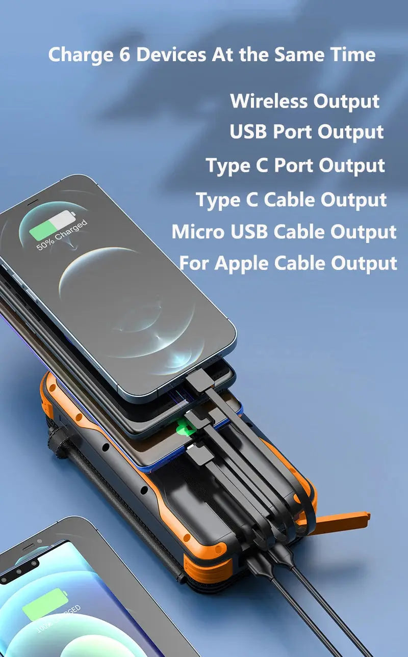 43800mAh Solar Power Bank with 4 Solar Panel Wireless Charger Powerbank for iPhone 15 Samsung S24 PD 20W Fast Charging Powerbank - Suncollections