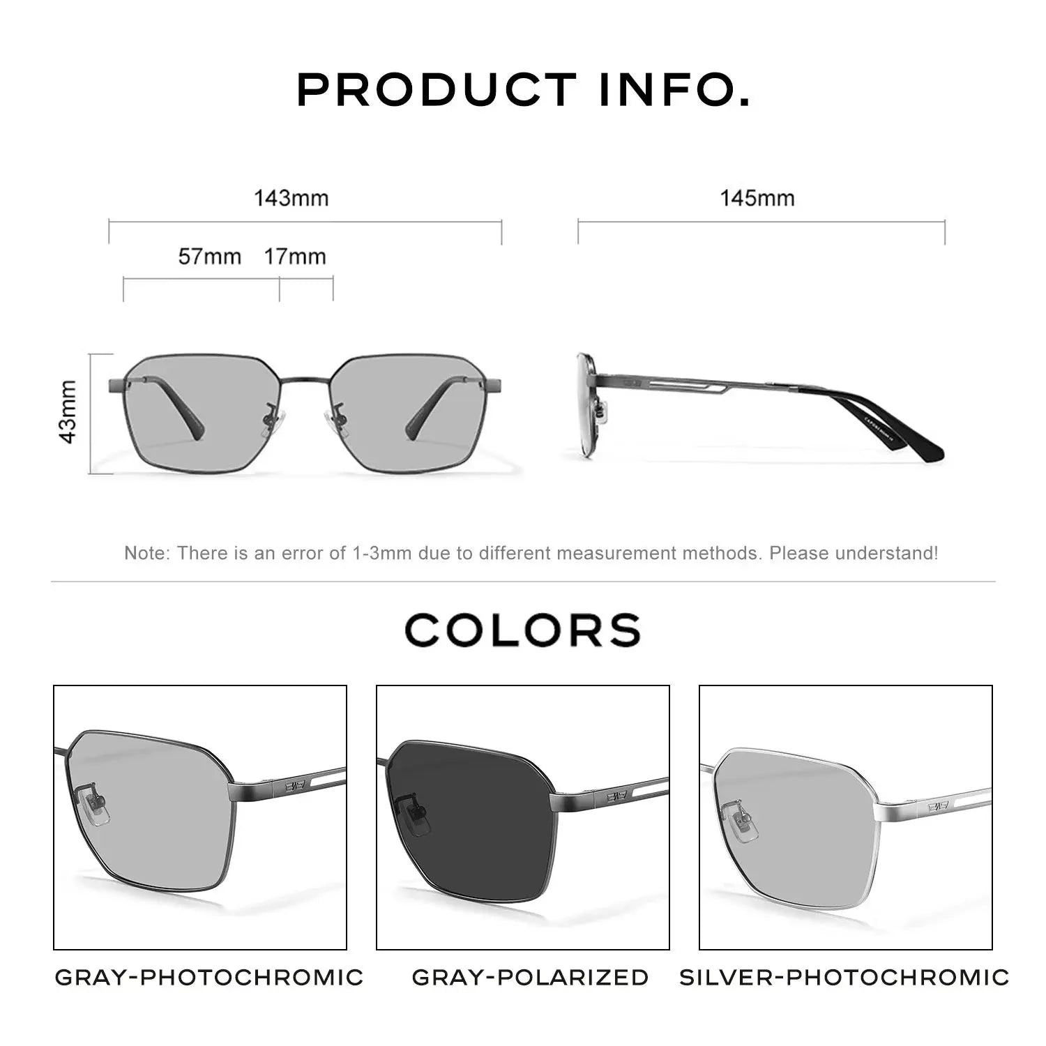 CAPONI Polarized Sunglasses Men Outdoor Brand Design Black Sun Glasses Driving UV400 Protect Photochromic Gray Glasses BS24708 - Suncollections