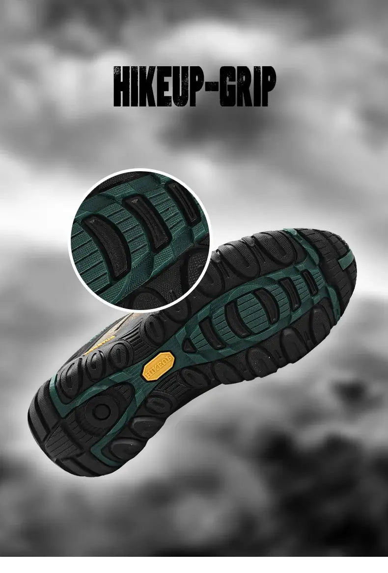 HIKEUP Men's Hiking Shoes Suede Leather Outdoor Shoes Wear-resistant Men Trekking Walking Hunting Tactical Sneakers Suncollections