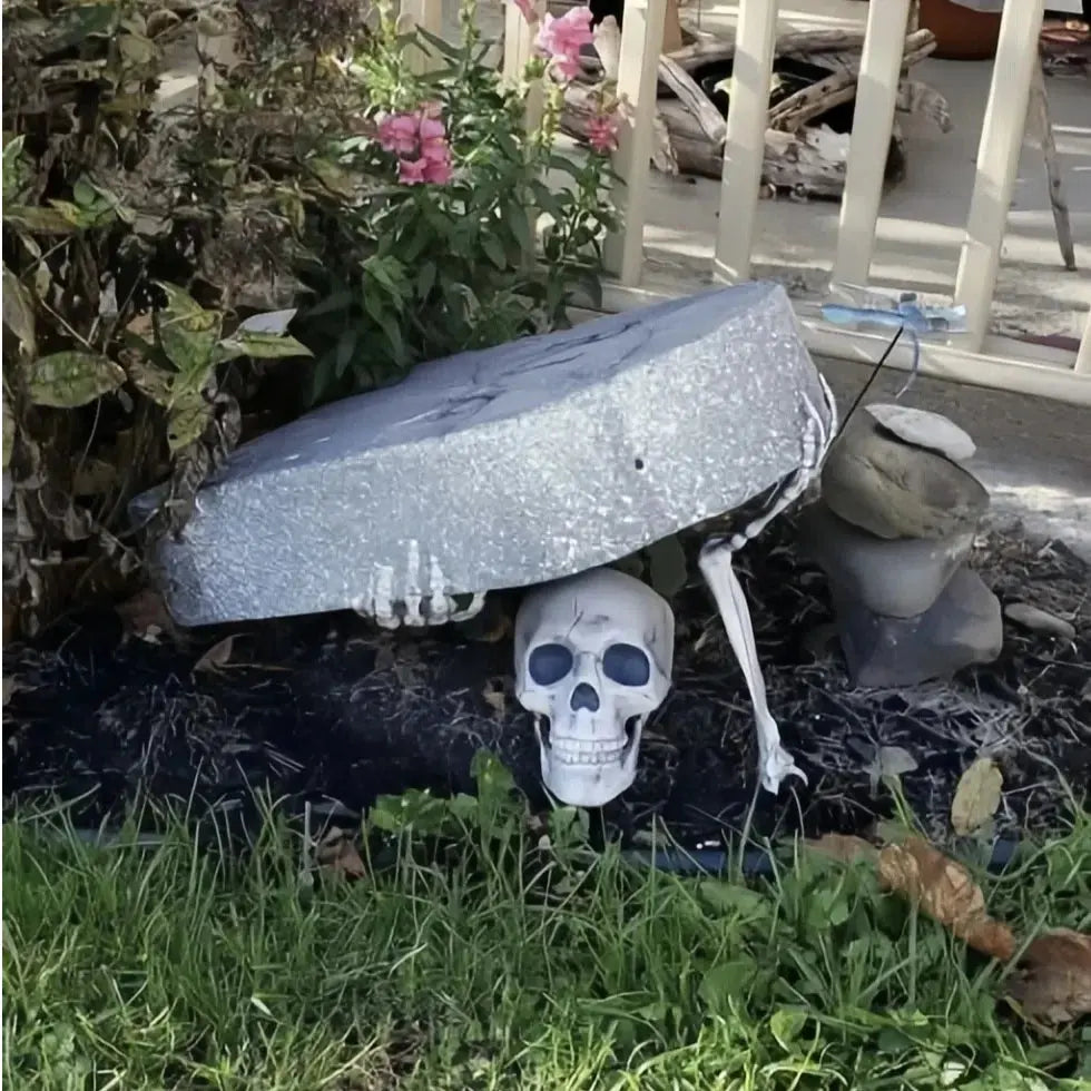 Halloween decoration Realistic Skeleton Stakes Halloween Realistic Skull Skeleton Head Human Hand Arm for Halloween Party Garden Suncollections