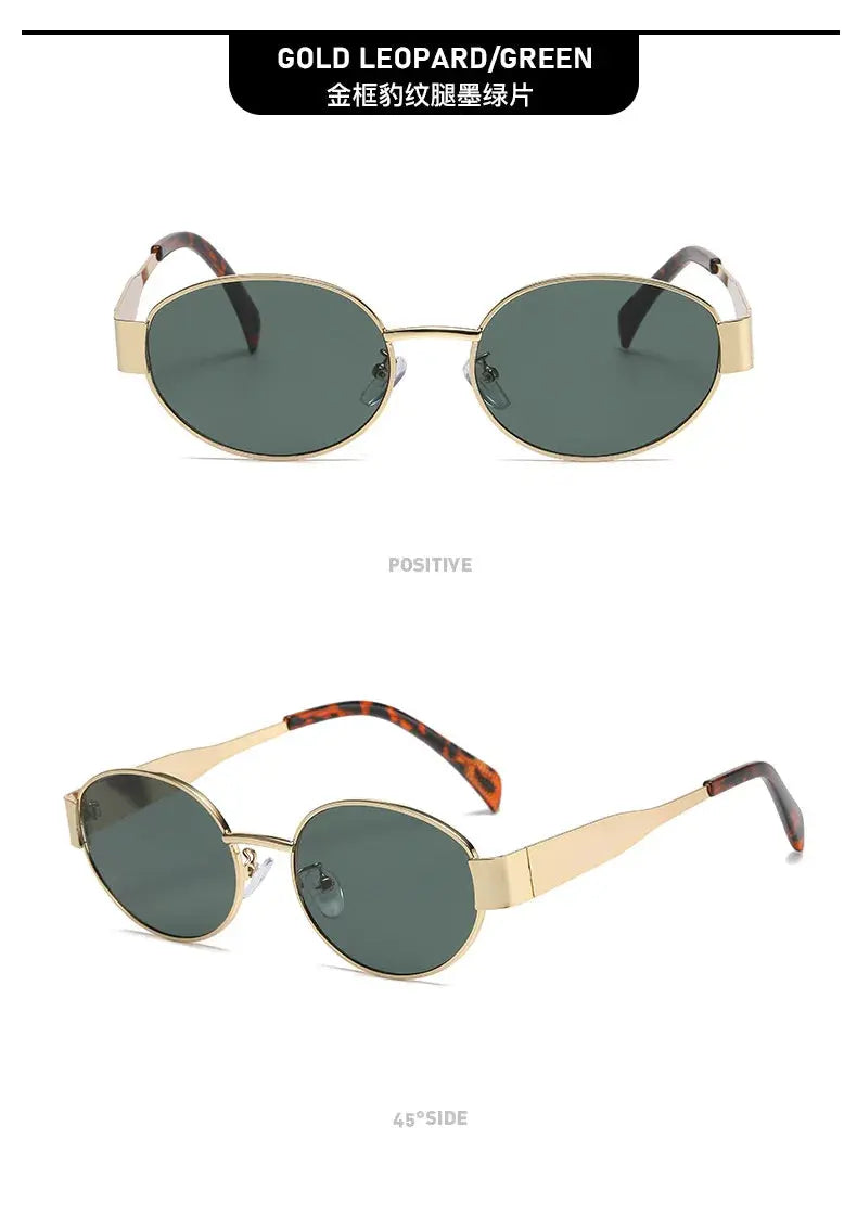 Fashion Oval Sunglasses Women Retro Trend Outdoor Metal Sun Glasses High Quality Classic Men Luxury Brand Eyewear UV400 Goggles - Suncollections