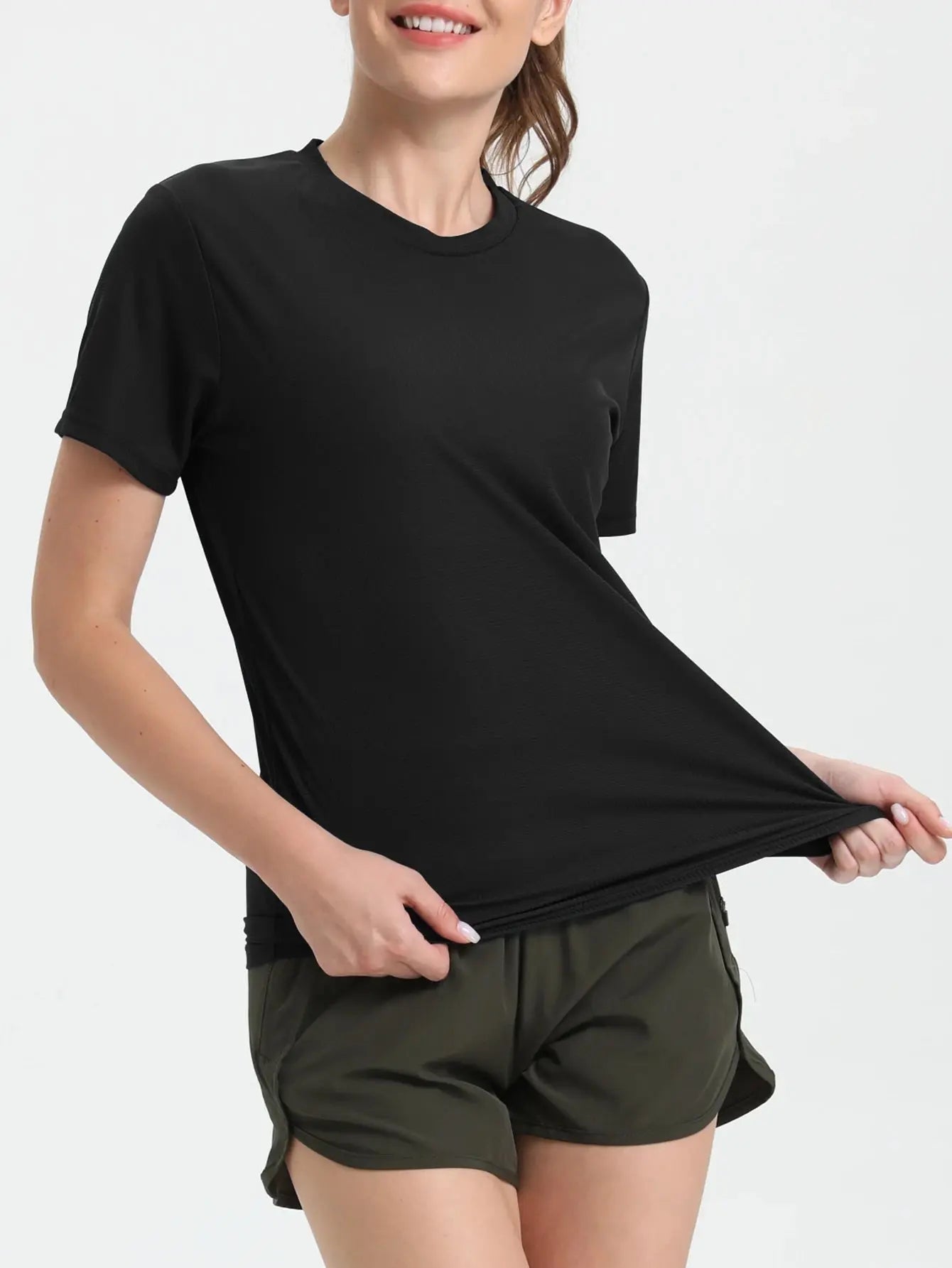 Women's Solid Color Ultralight Quick Dry Sport T-Shirt,Breathable Lightweight  ,Running Gym Compression Shirt - Suncollections