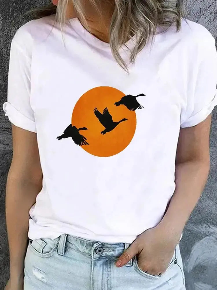 Clothes Women Butterfly Trend Lovely Cute Graphic Short Sleeve T-shirt Ladies - Suncollections