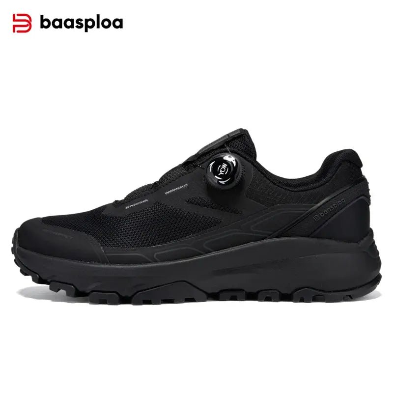 Baasploa New Men Outdoor Sneakers Mesh Breathable Rotating Button Hiking Shoes Male Comfort Rubber Sole Non-Slip Walking Shoes Suncollections