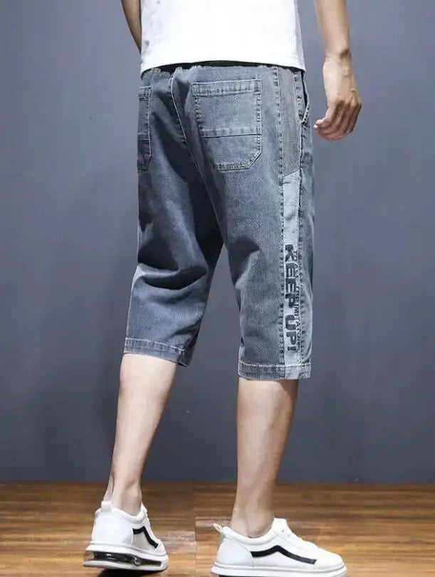 Gray Male Denim Shorts Graphic Straight Buttons Men's Short Jeans Pants Cowboy Retro Y2k Streetwear Wide Rude Summer New In Cut Suncollections