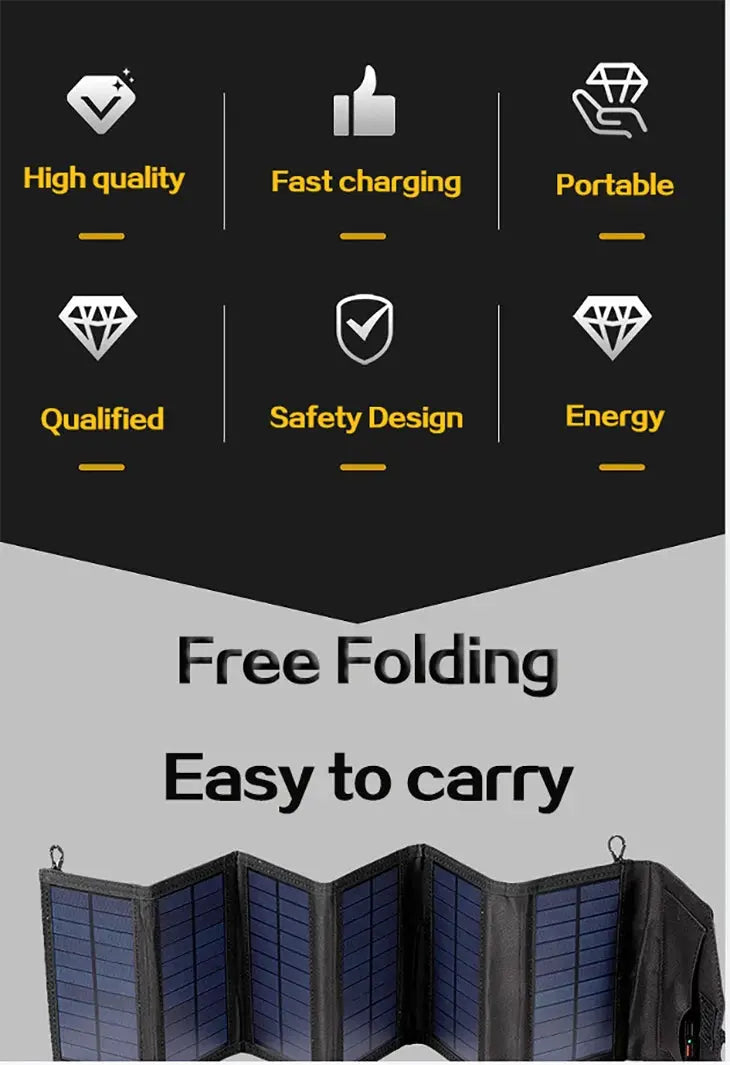 6-fold 800W Foldable solar panel portable solar panels charger USB 5V DC Full time power solar panel mobile power supply - Suncollections
