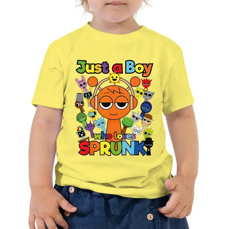 Anime Sprunki Incredibox Game Kids T-shirts Just A Boy Who Loves Sprunki Tops Cartoon Short Sleeve Funny Sprunki Boys Tshirts - Suncollections
