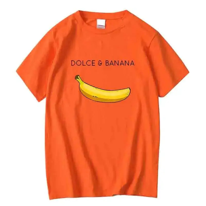 Men's T-shirt High Quality 100% Cotton Funny Banana Printing Summer Cool Casual Loose O-neck Men Short Sleeve T-shirt Male Tops - Suncollections