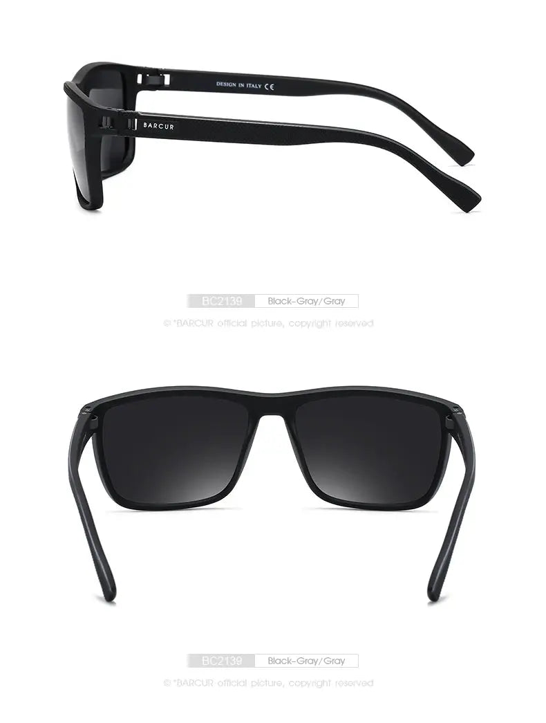 BARCUR Design TR90 Sunglasses Men Polarized Light Weight Sports Sun Glasses Women Eyewear Accessory Oculos UVAB Protection - Suncollections