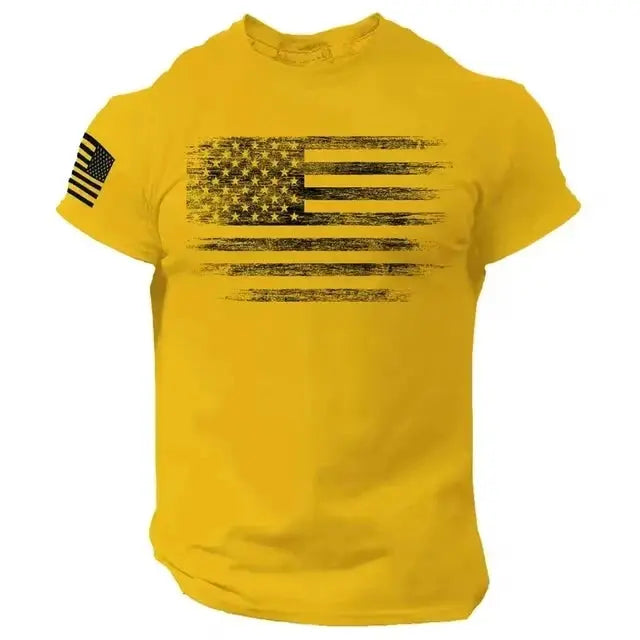 Men's T Shirt Gym 3d Print USA Flag Casual O Neck Short Sleeved Tops Tees Sportswear Street Pullover Outdoor Oversized Clothing - Suncollections