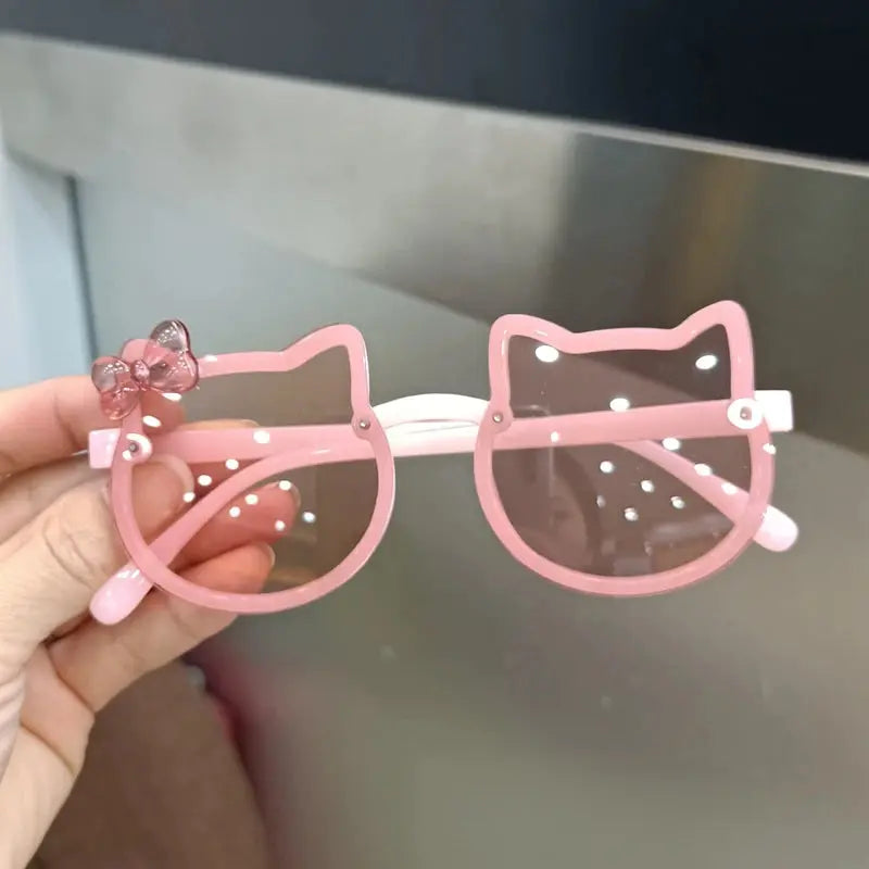 Summer Children Cute Kitty Sunglasses Acrylic Bow Outdoor UV Protection Sun Glasses Baby Girls Classic Kids Boy UV400 Eyewear - Suncollections