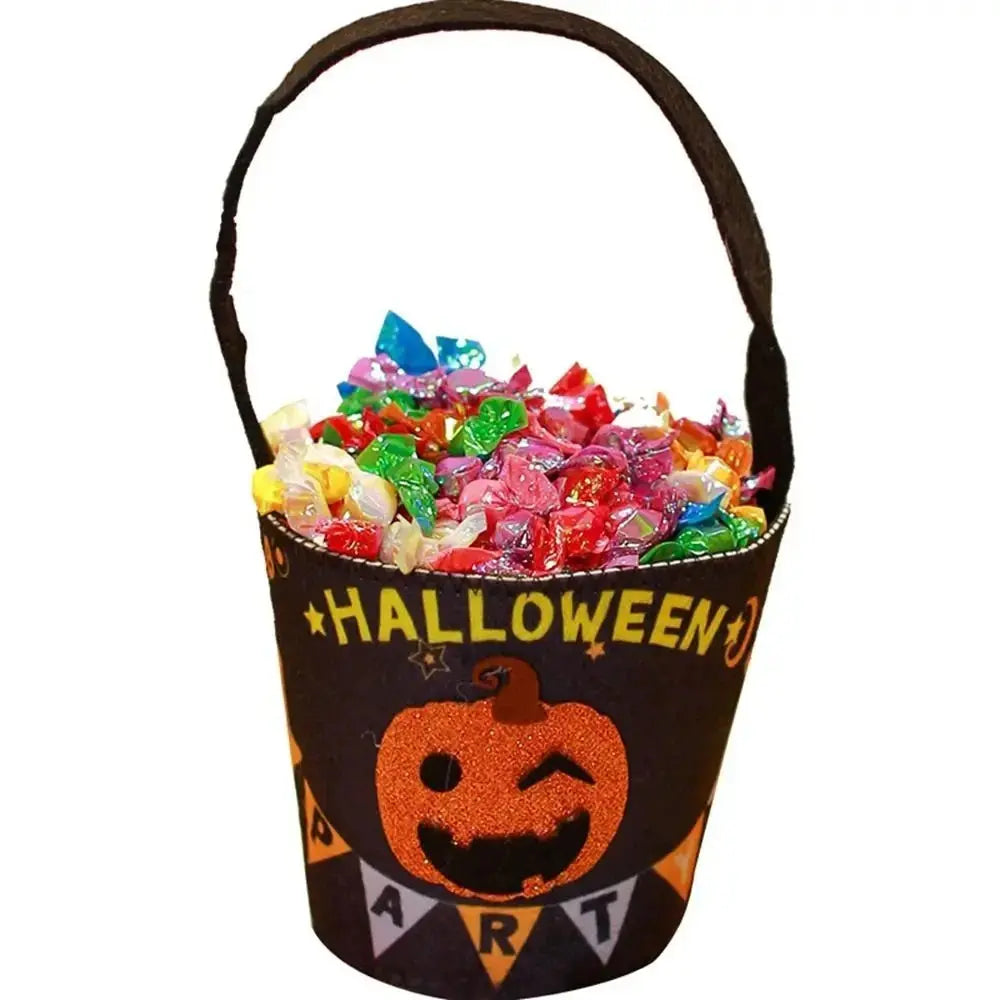 Halloween Theme Candy Bucket Bag Portable Candy Basket Kids Trick or Treat Bucket Halloween Party Decoration Supplies Suncollections
