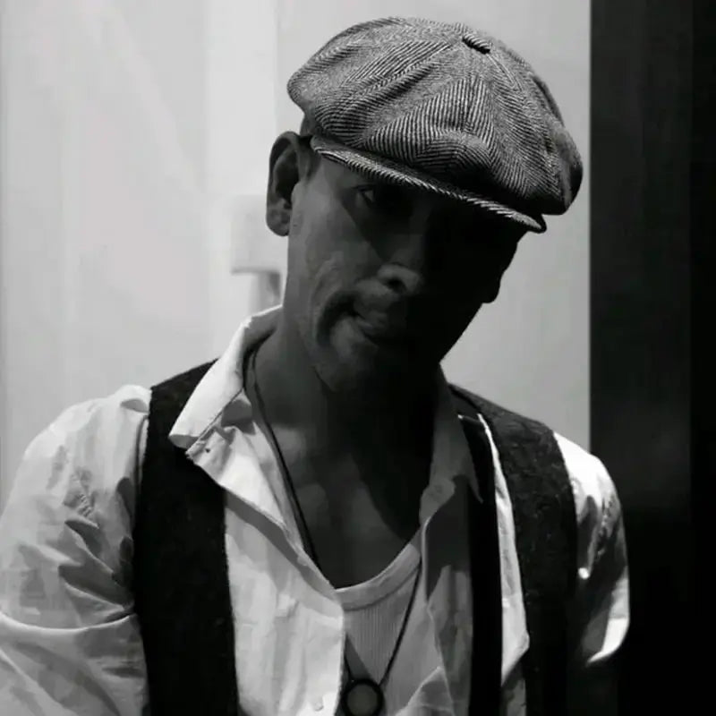 Men Newsboy Hats Peaky Autumn Vintage Herringbone Octagon Cap Women Casual Stripe Berets Gatsby Flat Hat - Suncollections