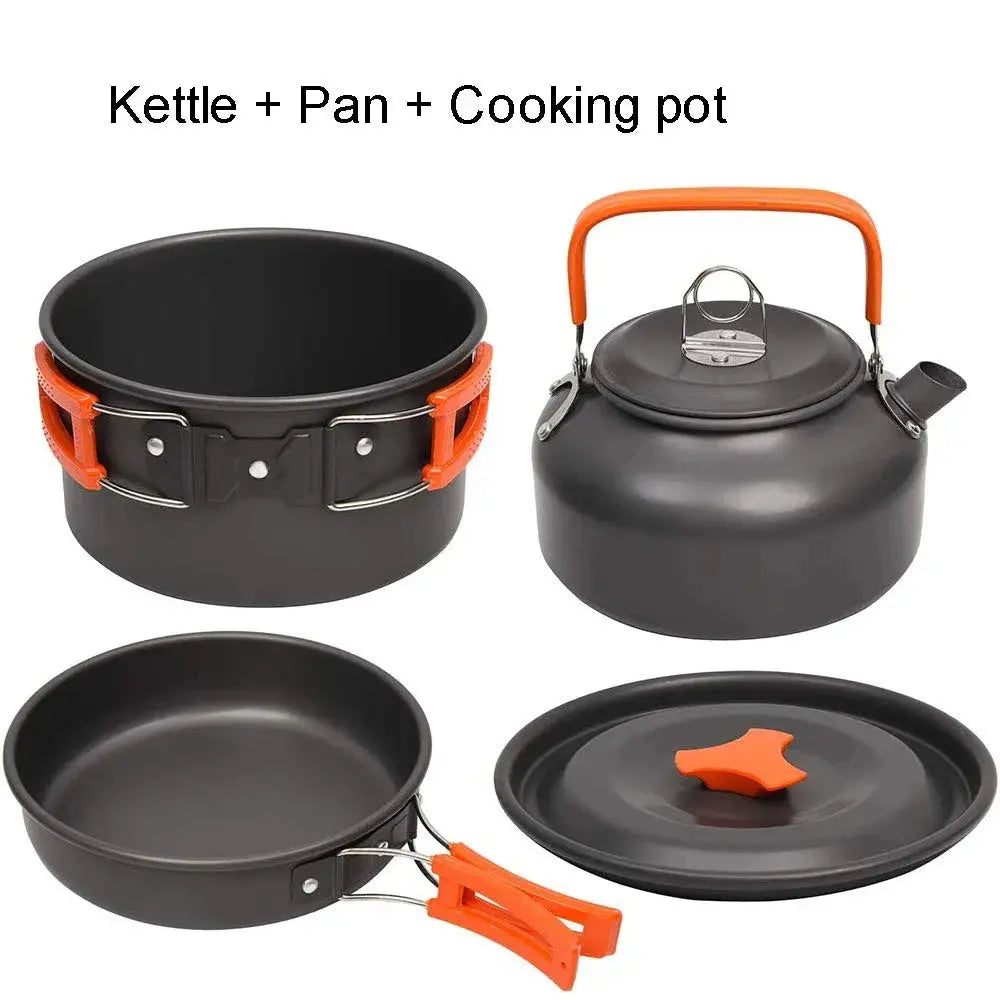 Camping Cooking set Camping Cookware Travel Tableware Outdoor Picnic Set Teapot For 2-3 Peaple Non-stick pots assorted sets - Suncollections