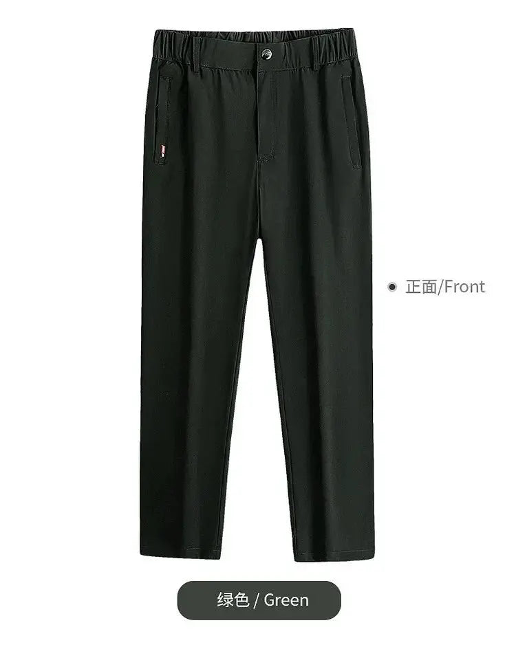 Ice Silk Men's Summer Pants Elastic Waist Straight Leg Trouser Male Quick Dry Big Size Large Plus Stretch 6XL 7XL Work Outdoor Suncollections