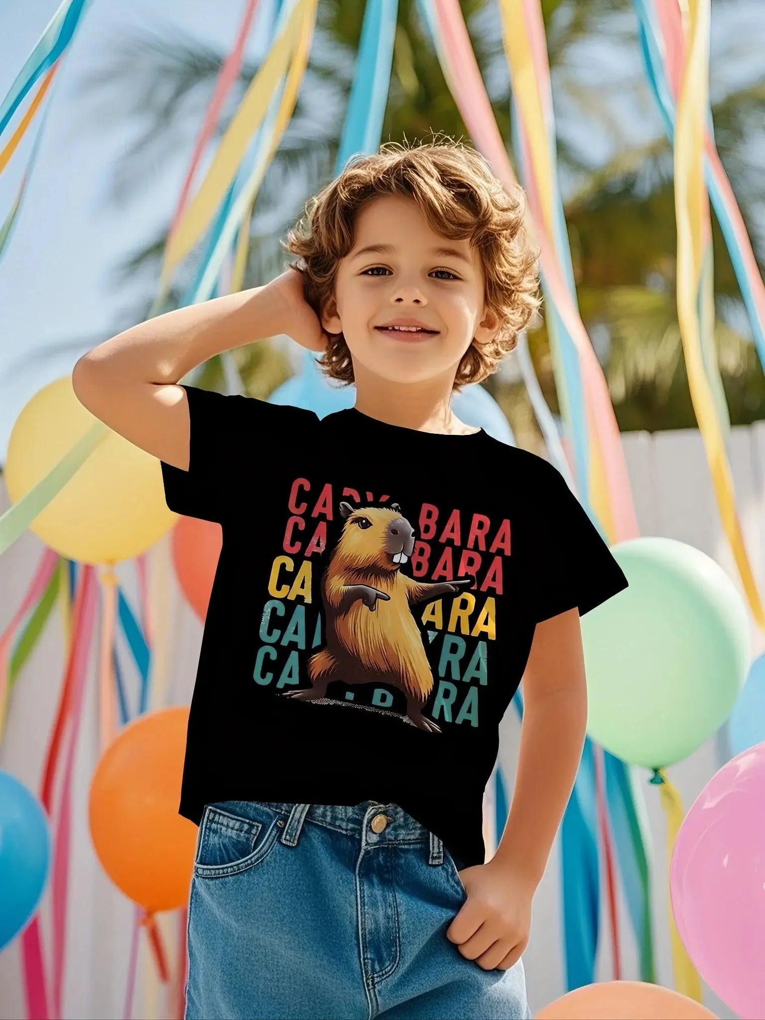 Cute Capybara Graphic Children's Clothing Boys Tshirt Summer Short Sleeve Casual Daily Kids Girls Clothes T-Shirt O-Neck Tops - Suncollections