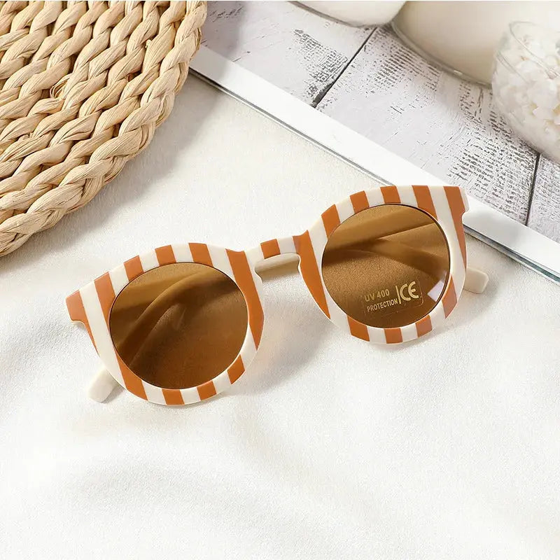 New Arrival 2-10 Years Kids Cute Round Sunglasses Boys Girls Baby Lattice Outdoor Children Fashion Cat Eye White Pink Shades - Suncollections