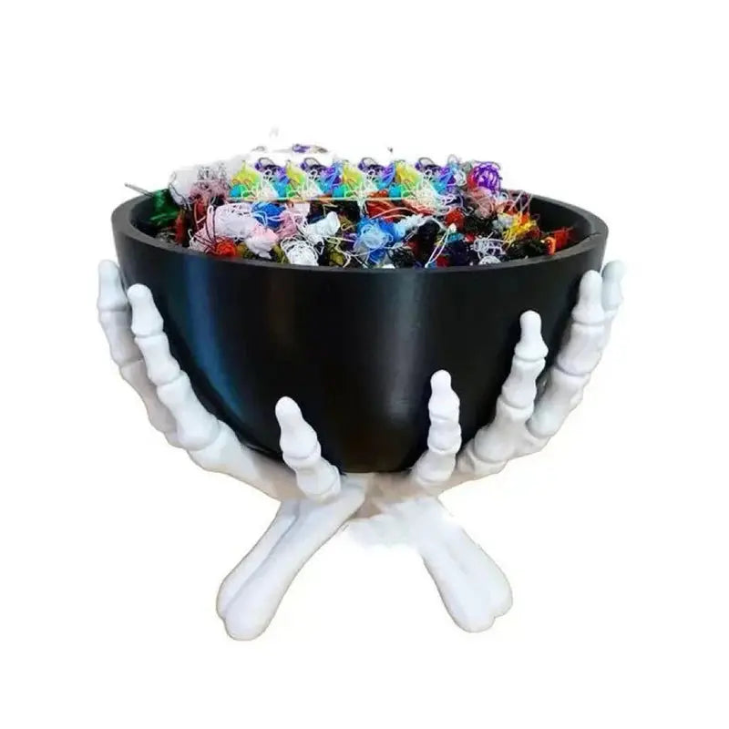 Halloween Candy Bowl Gothic Skeleton Hands Candy Storage Holder Multifunctional Halloween Organizer Holder Scary Home Decoration Suncollections