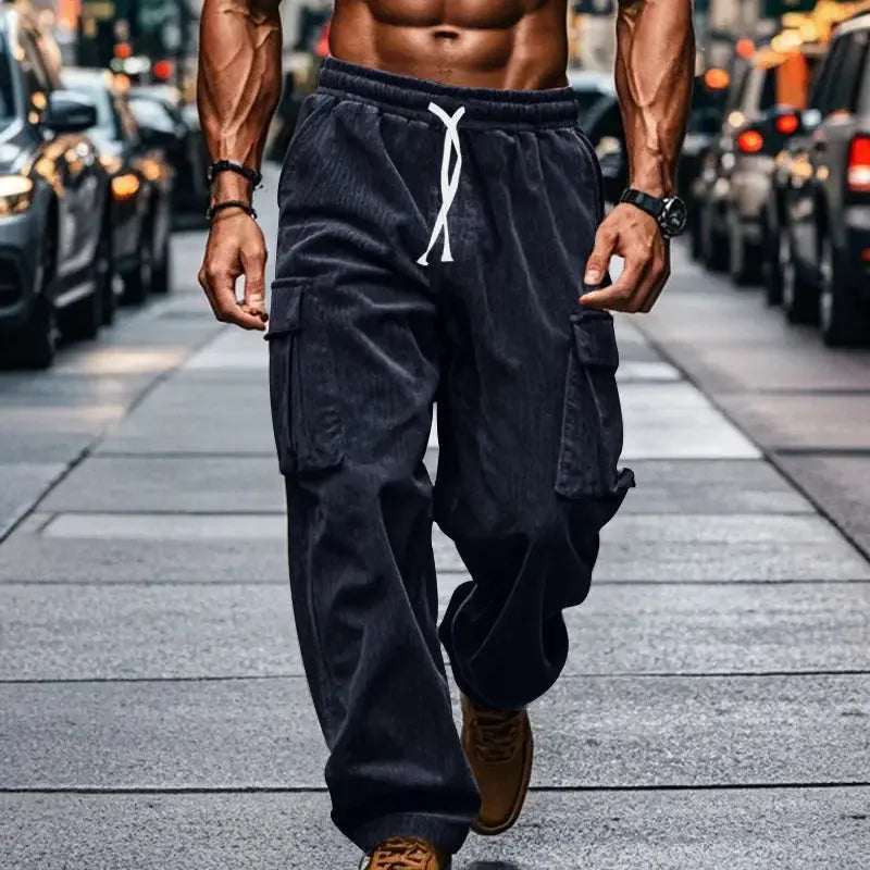 High-quality Corduroy Men's Work Pants, Business Casual Luxurious Loose Long Pants, Sports and Fitness Running Training Pants Suncollections