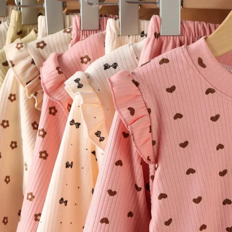 Kids Long Sleeved Undershirt Girls Cute Floral Dots T-shirt 2-10T Children Boys Sweet Tops Bottoming Shirt  t shirt for kids boy - Suncollections