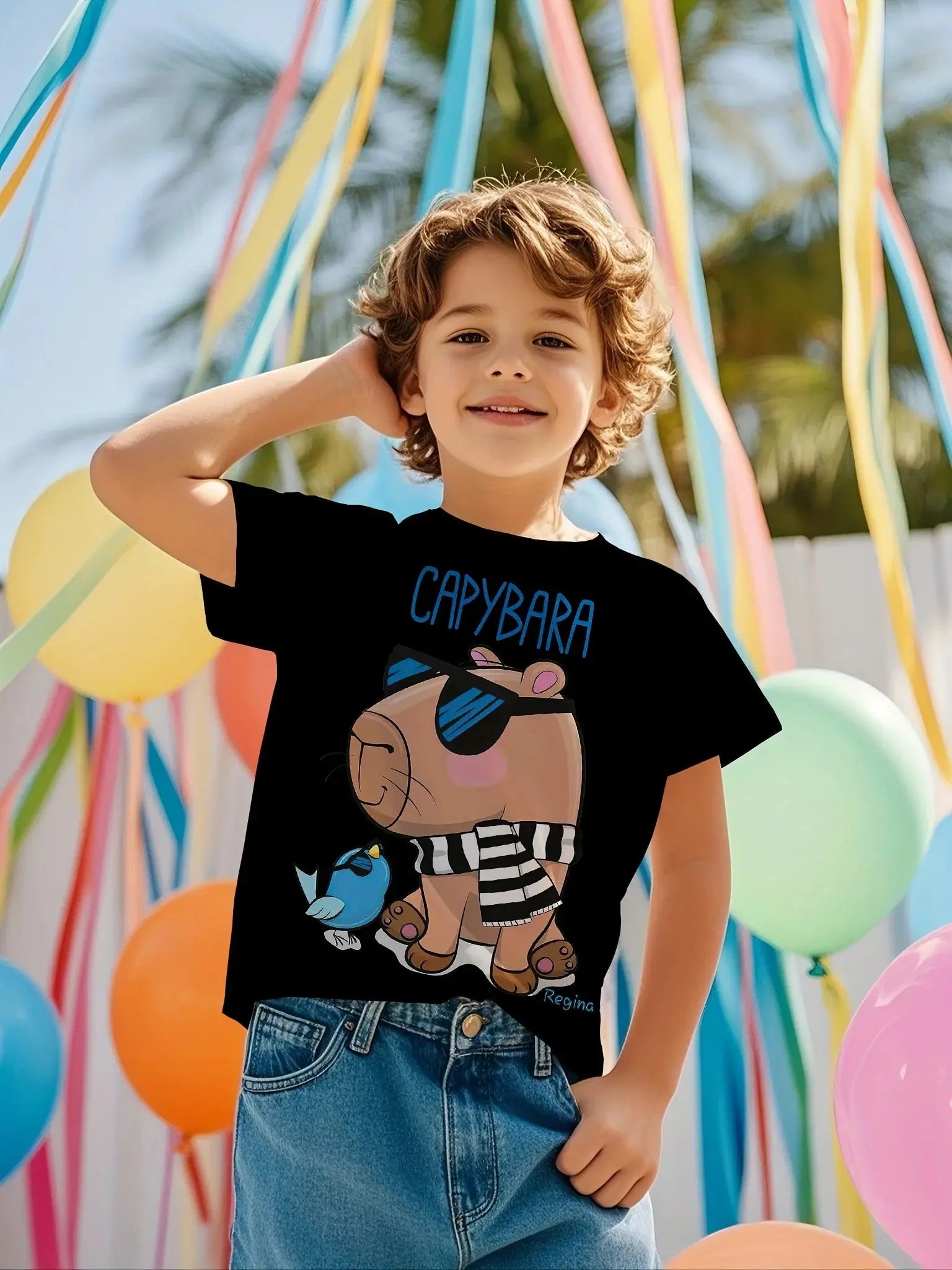 Cute Capybara Graphic Children's Clothing Boys Tshirt Summer Short Sleeve Casual Daily Kids Girls Clothes T-Shirt O-Neck Tops - Suncollections