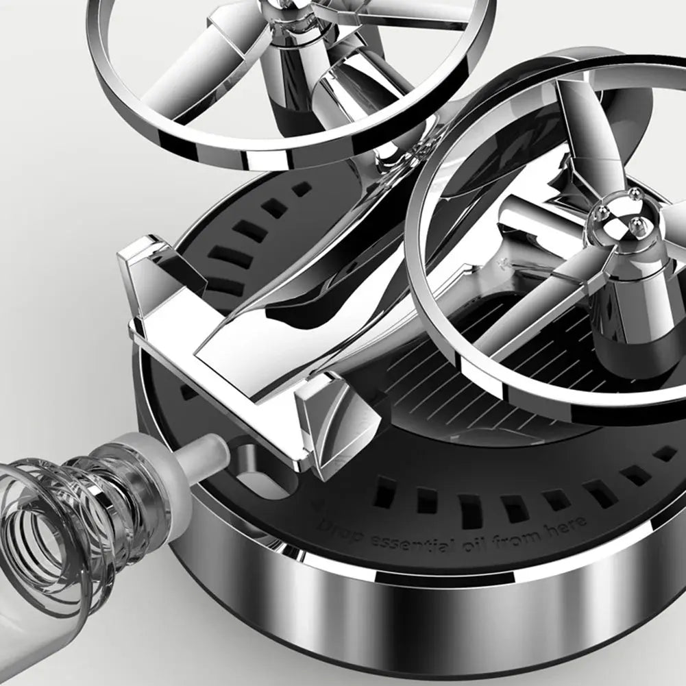 Solar Aircraft Car Decoration Ornaments Solar Powered Rotation Helicopter Car Energy Air Freshener Fragrance Diffuser - Suncollections