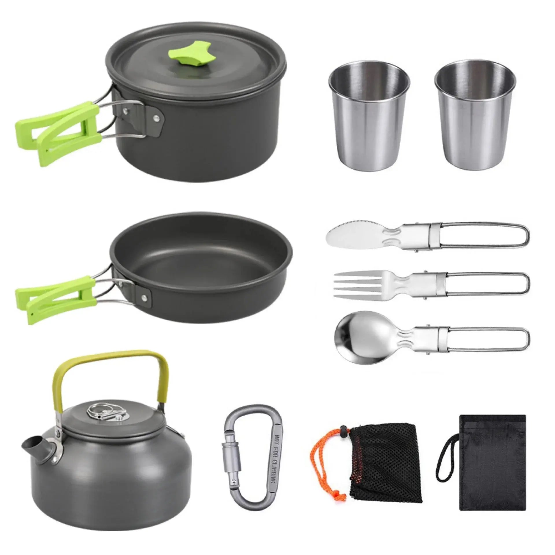 Camping Cookware Kit Foldable Outdoor Cooking Utensils Hard Alumina Save Space Equipment Heat-Resistance For 2-3 People Picnic - Suncollections