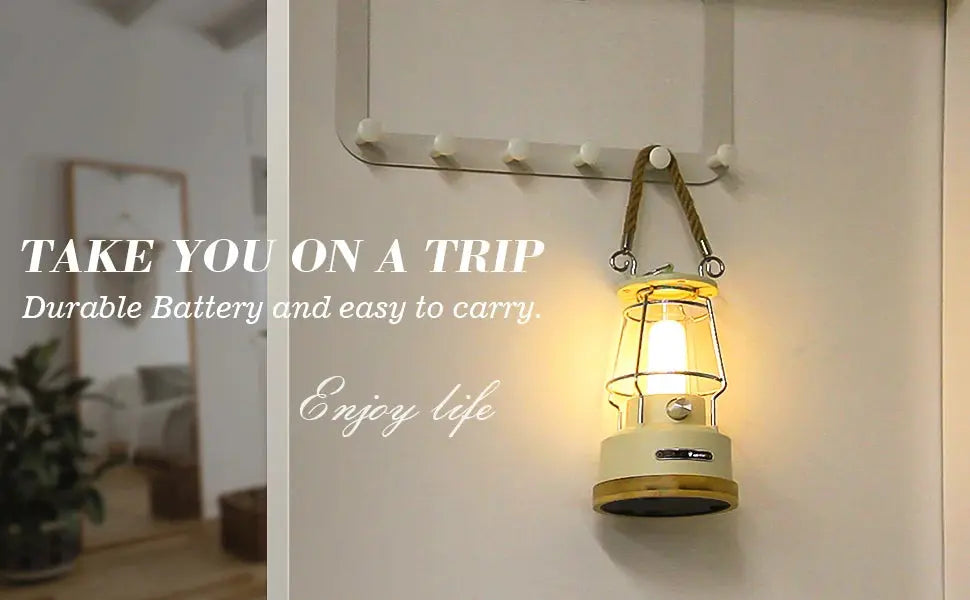 VN Retro Handle Camping Lantern Rechargeable Dimmable LED Vintage Lanterns Battery Powered Waterproof LED Retro Camping Lights - Suncollections