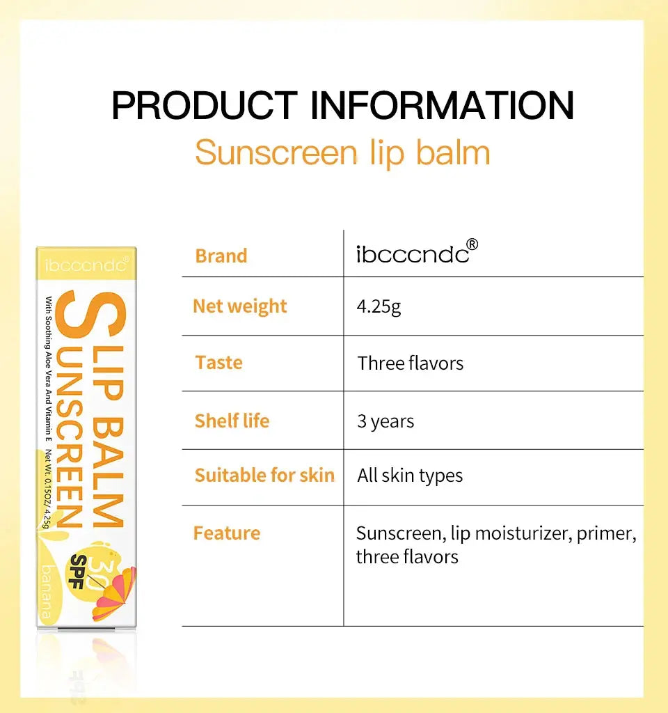 1 Piece Sunscreen Lip Balm SPF 30 UVA Protection Lips Moisturizer Watermelon Coconut Banana Flavor Colorless Lipstick Sun Care - Suncollections