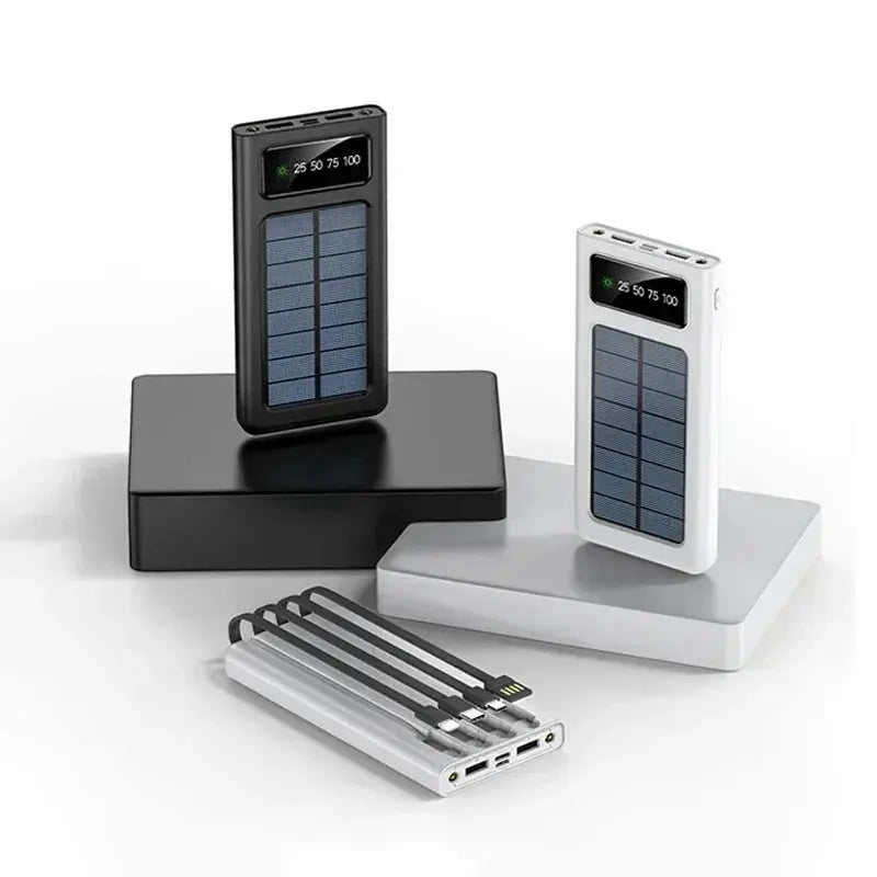 Xiaomi New Solar Power Bank 200000mA Large Capacity Mobile Power Fast Charging Battery With Dual USB 4 Cables For iPhone Samsung - Suncollections