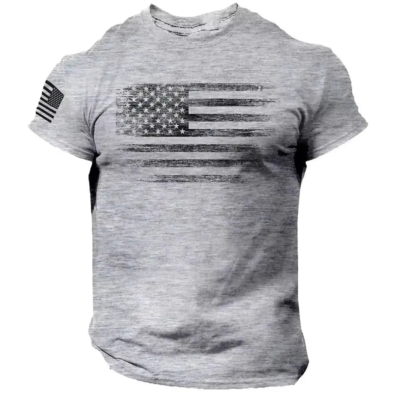 Men's T Shirt Gym 3d Print USA Flag Casual O Neck Short Sleeved Tops Tees Sportswear Street Pullover Outdoor Oversized Clothing - Suncollections
