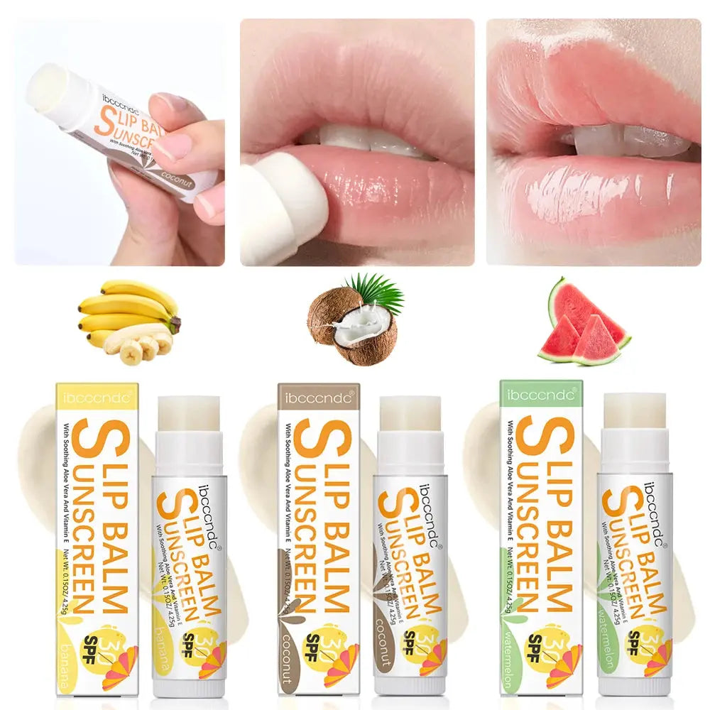 1 Piece Sunscreen Lip Balm SPF 30 UVA Protection Lips Moisturizer Watermelon Coconut Banana Flavor Colorless Lipstick Sun Care - Suncollections