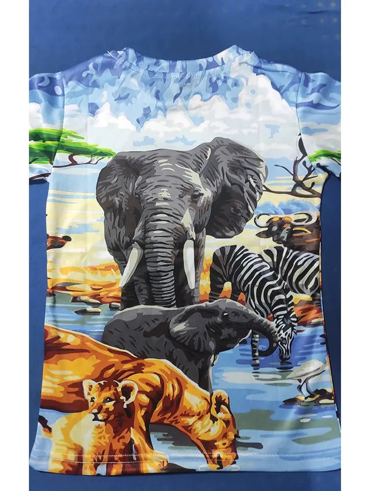 2024 Child Boys Girls Dinosaur T-shirts Summer Short Sleeve Boy Clothes Causal T Shirt Tops Tee Children's clothing 3-14 year - Suncollections