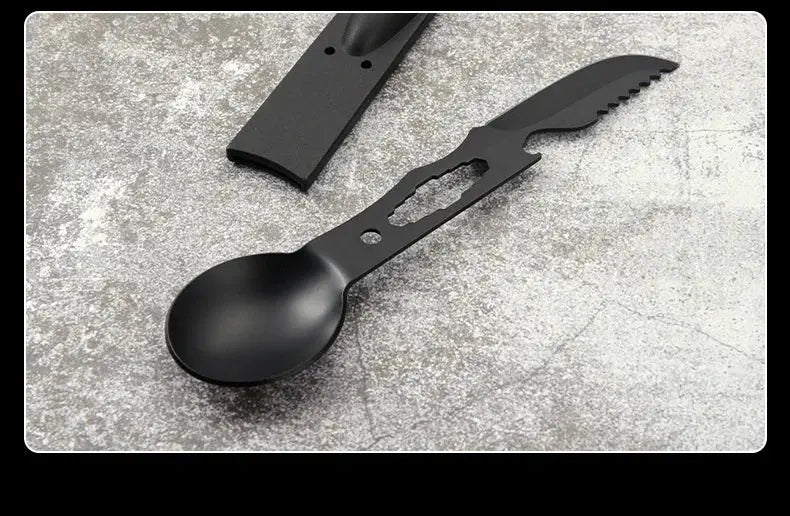 Outdoor Set Multi functional Camping Knives Camping Tableware Outdoor Wind Combination Stainless Steel with Whistle Spoon Fork - Suncollections