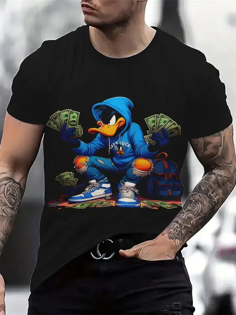 Funny Men's T Shirt Cartoon Animal Print Casual Pullover Summer Short Sleeve T-shirts Fashion Outdoor Male Overszied Clothing - Suncollections