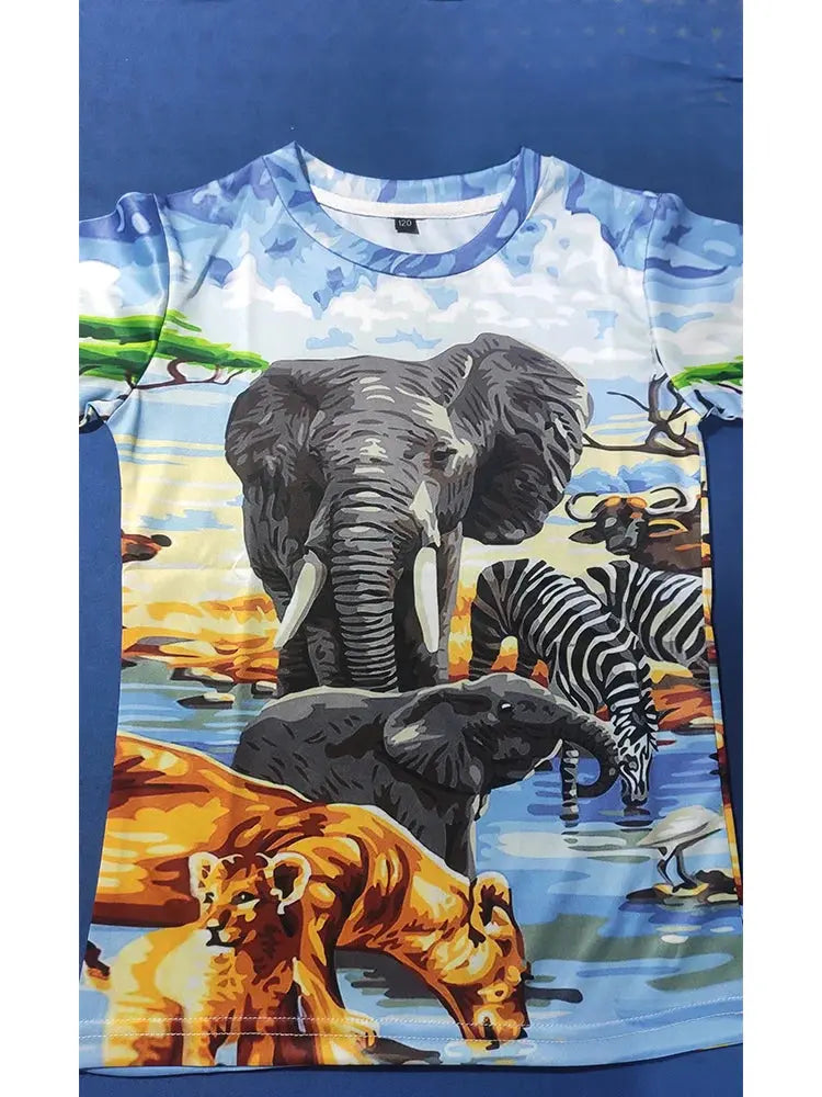 2024 Child Boys Girls Dinosaur T-shirts Summer Short Sleeve Boy Clothes Causal T Shirt Tops Tee Children's clothing 3-14 year - Suncollections